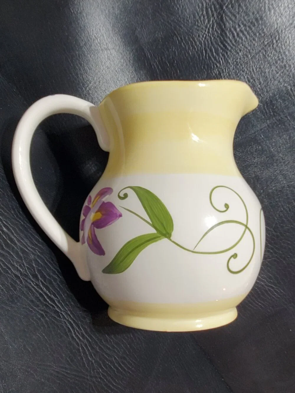 🌻 Hand-Painted Sunflower & Floral Ceramic Farmhouse Cottage Pitcher